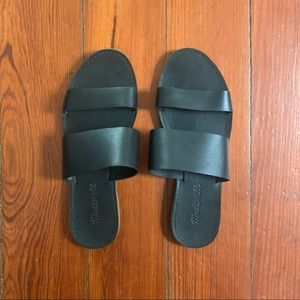 Madewell black leather boardwalk sandals